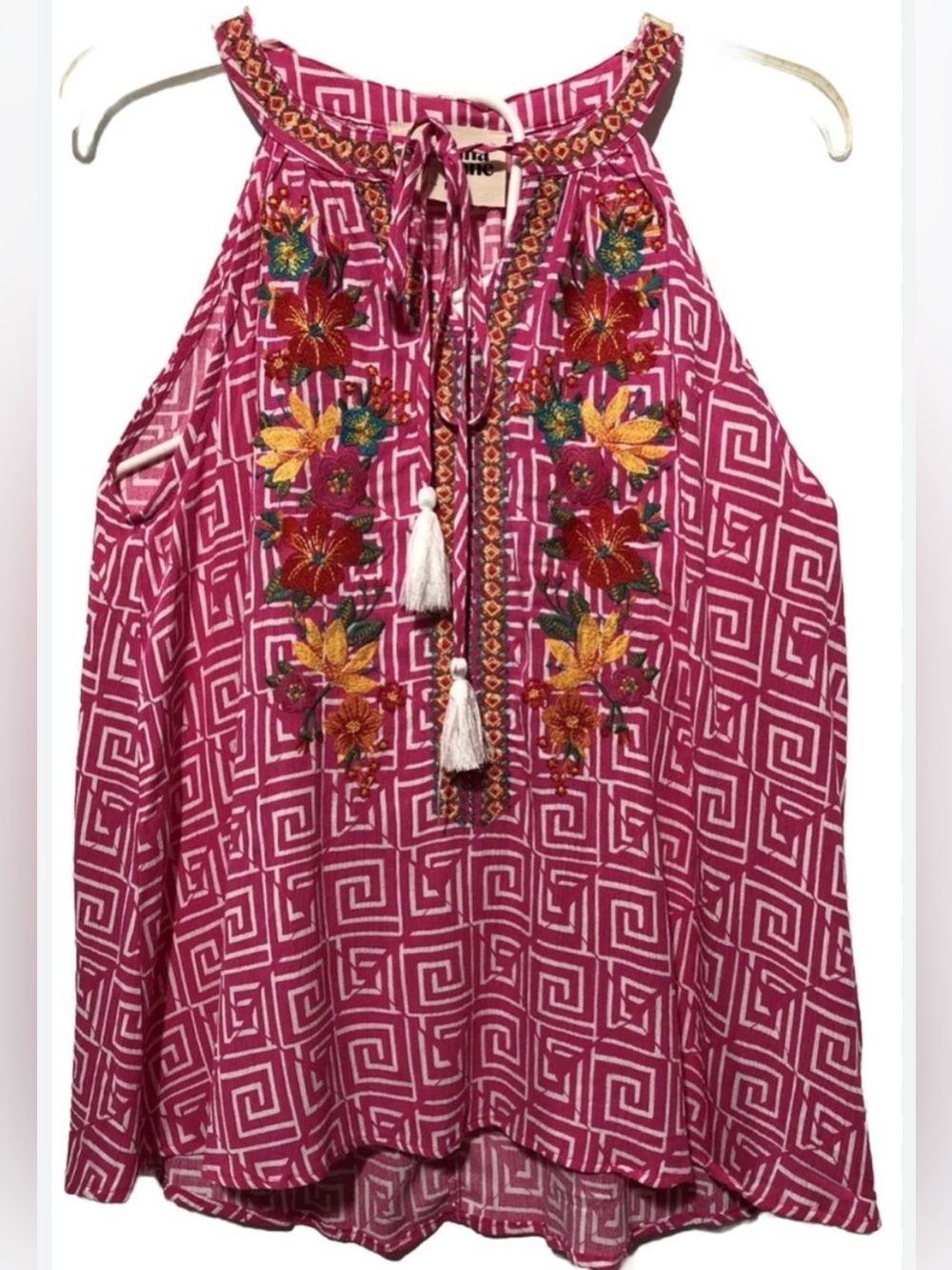 SAVANNA JANE / Plus/ women’s Embroidered Pink Halter Neck Women’s Top/ NWT